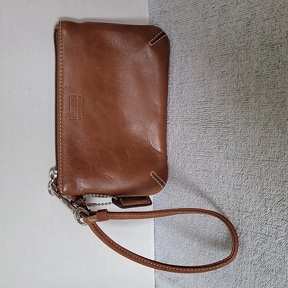 Coach brown leather wristlet